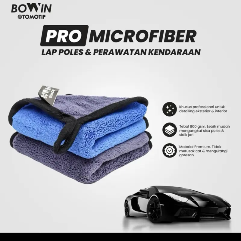 Bowin pro Microfiber 800 gsm ( Lap polish & Detailing Exterior & Interior ) Motor & Mobil 0