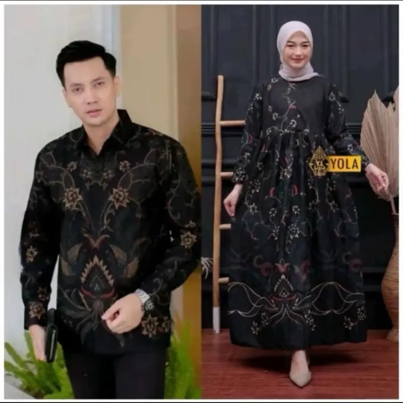 3. Baju Batik Couple BIGSIZE (Ld 140) Kemeja Gamis Poli katun Fashion Pasangan POLI KATUN Seragam Batik Sequins Muslim Wanita Sarimbit Keluarga Kondangan Dress Pesta Lebaran Motif