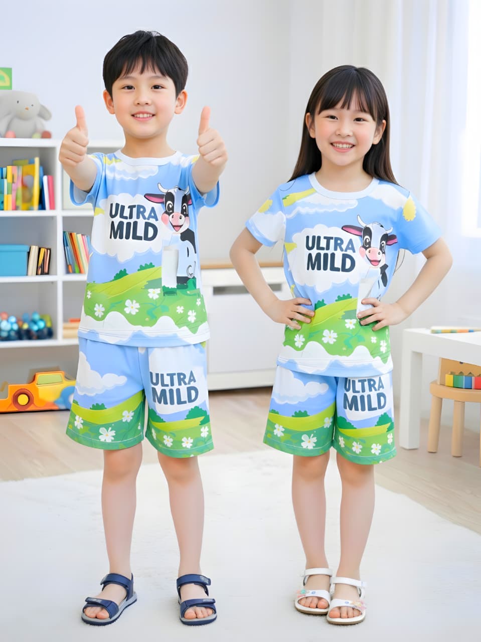 baju setelan fullprint unisex anak setelan baju harian anak-anak laki-laki dan perempuan 1-9tahun motif printing sublim