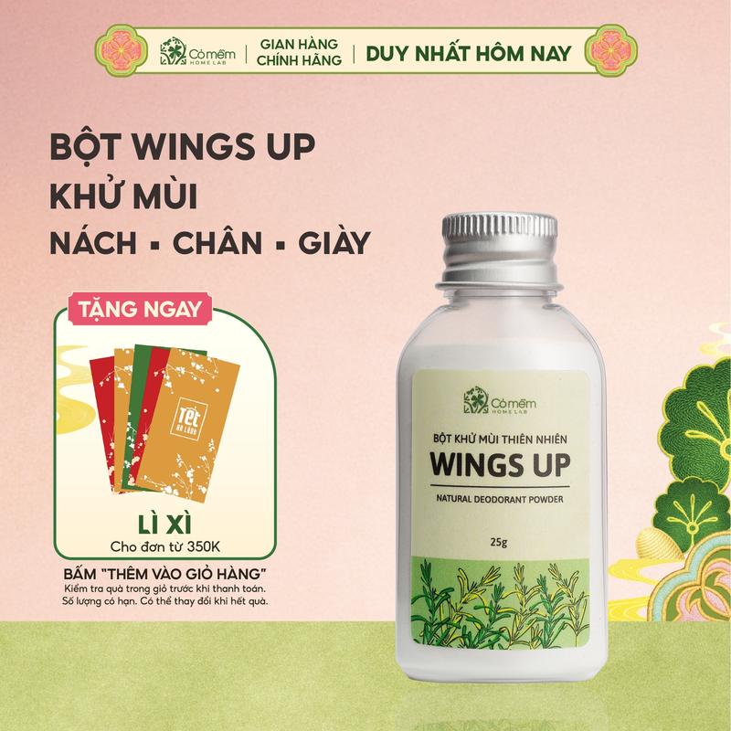  Bột Khử Mùi Wings Up Khử Mùi Hôi Chân Hôi Nách Giảm Tiết Mồ Hôi Cỏ Mềm 25g 