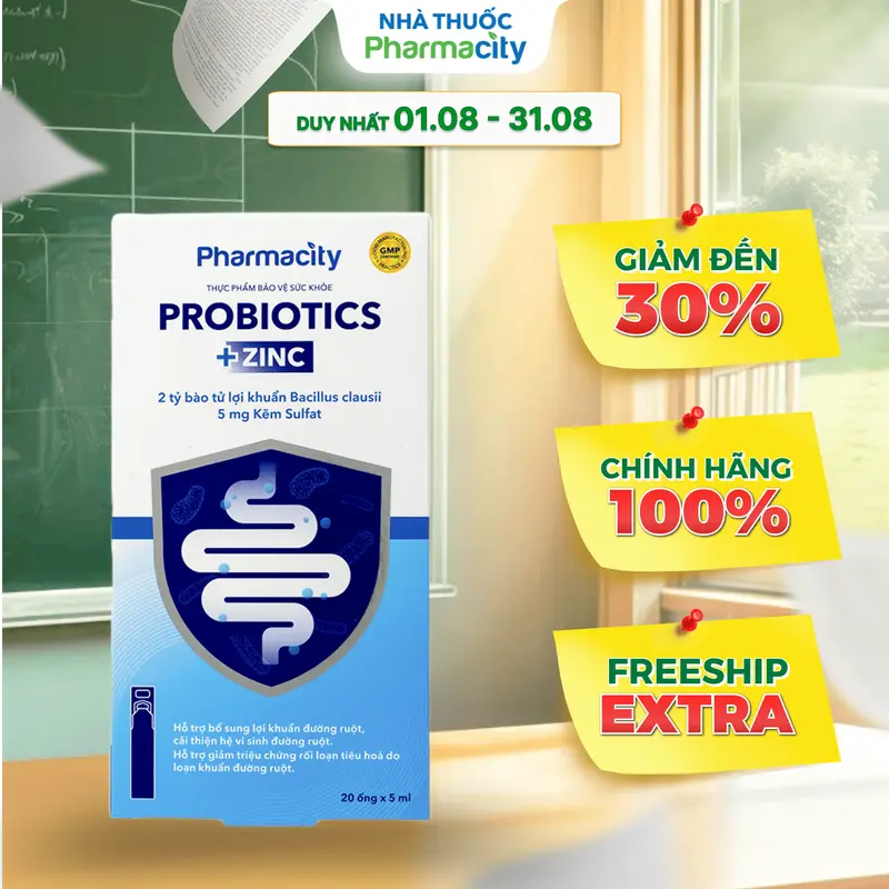 Thực phẩm bảo vệ sức khỏe Probiotics + Zinc (Hộp 20 ống x 5ml)