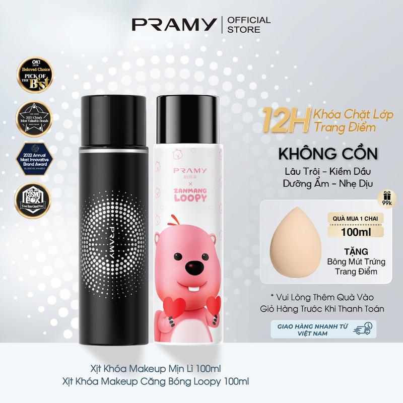 PRAMY Xịt Khoá Nền Trang Điểm, Dưỡng Ẩm, Kiềm Dầu, Lâu Trôi, Dưỡng Ẩm, Không Chứa Cồn 100ML