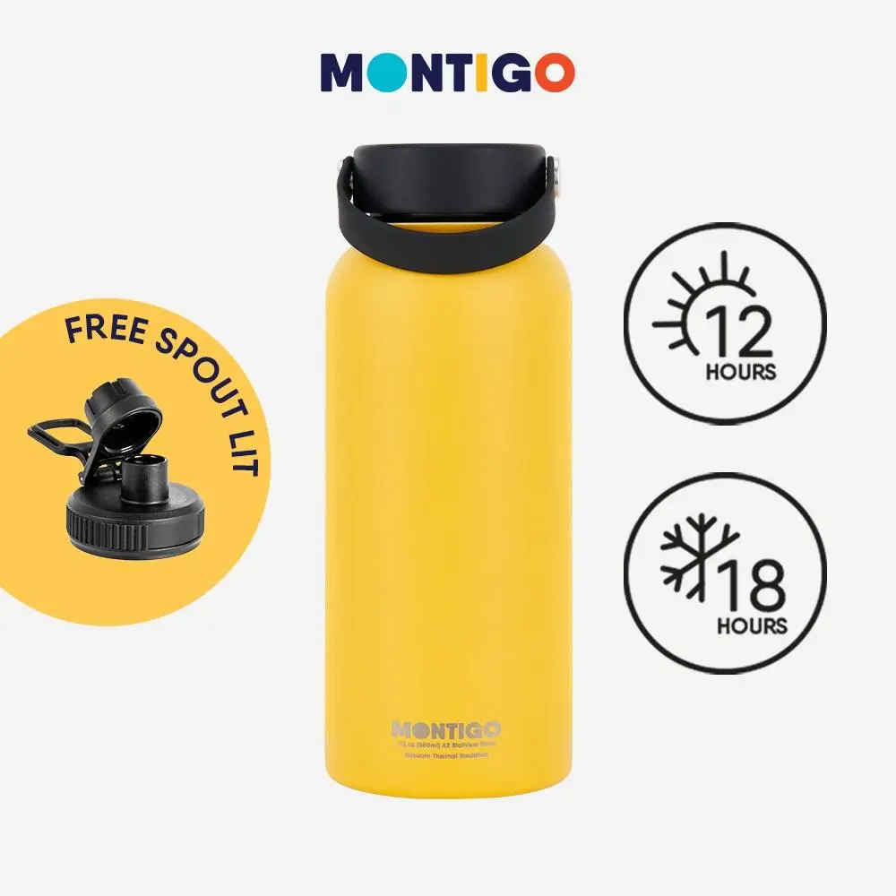 [2023 Edition] Montigo Ace Bottle Mega (950ml/32oz) - Durable Stainless Steel Temperature Retention and Leakproof Water Bottle