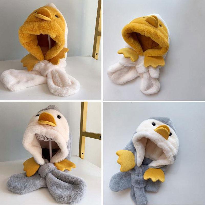 Product Introduction of Baby hat scarf integrated autumn and winter face protection plush baby ear protection hat with thick plush for boys and girls 12