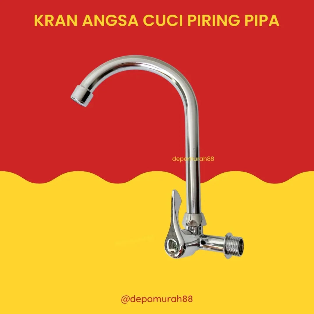 Keran Sink Dapur Kran Angsa Cuci Piring Keran Air Tembok Drat 1/2 inch