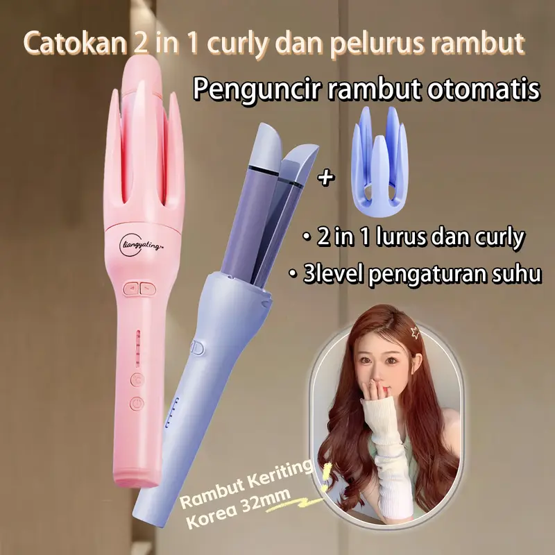 hongyada 32mm Catokan 2 in 1 KERITING KERAMIK OTOMATIS / CatokAN RAMBUT CURLY / Mesin AUTOMATIC CURLING BAR 1