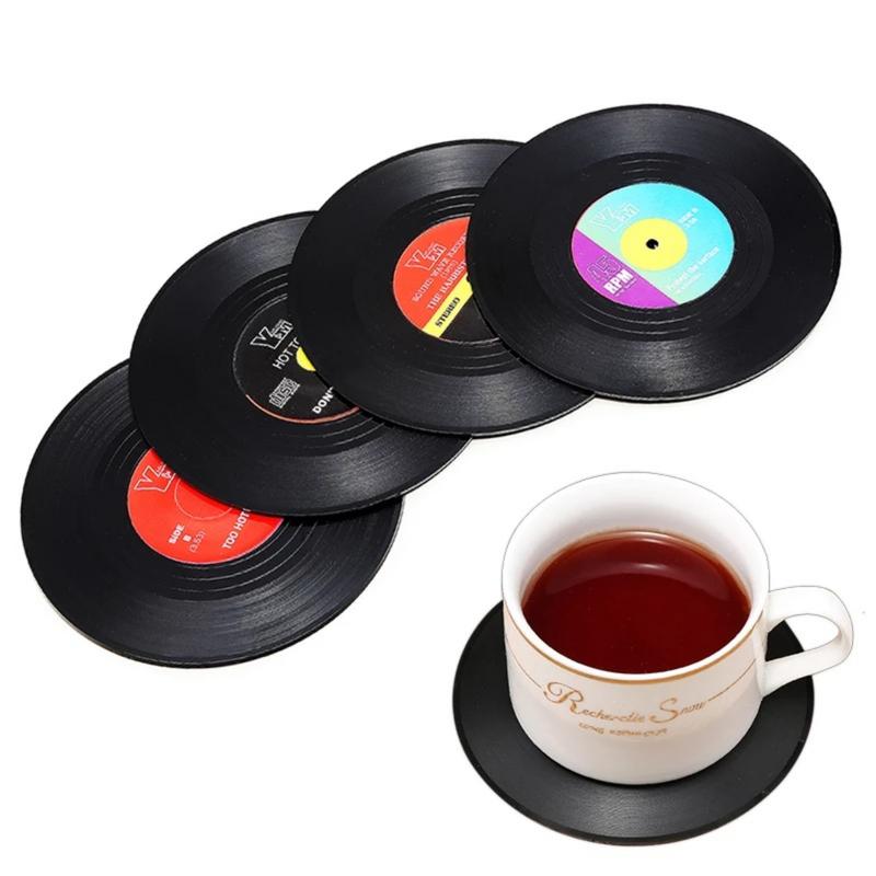 Đế Lót Ly Trà Ghi Âm Chống Trượt, Retro Vinyl CD Cách Nhiệt Placemat / Cốc Lót Ly Thích Hợp Cho Gia Đình, Nhà Hàng Và Quán Bar / Placemat Chịu Nhiệt Để Trang Trí Bàn 0
