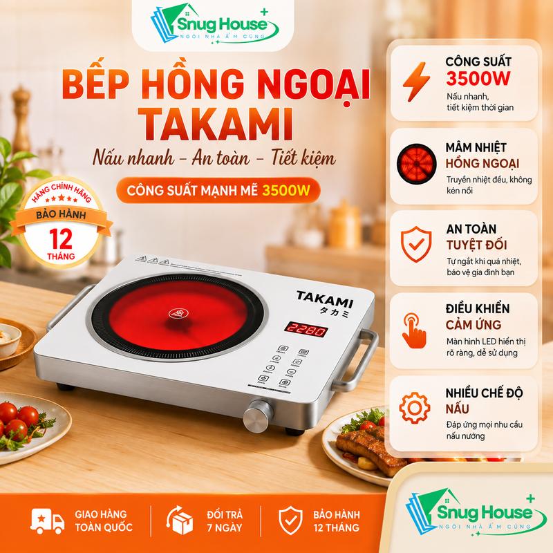 Bếp Hồng Ngoại Cao Cấp Màn Hình Cảm Ứng, Mặt Kính Cường Lực, Công Suất 3500W Dùng Được Mọi Loại Nồi