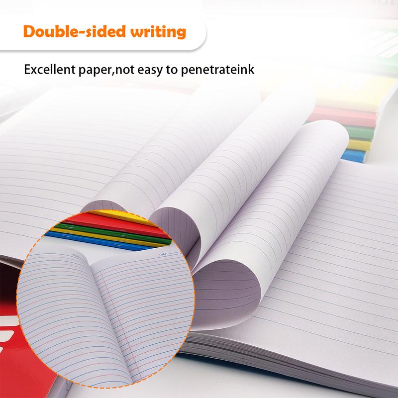 ZOFDA 10Pcs A5 Composition writing notebook 4Colors 80 Sheets grade 1-5 school supplies set for elementary for kids