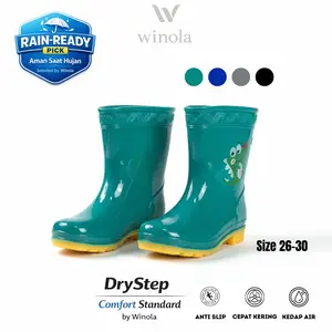 Winola - Sepatu Boot Air Anak Laki-laki Karakter DINO Jelly PVC Rain-Ready Pick Anti Slip Anti Air Lucu 312