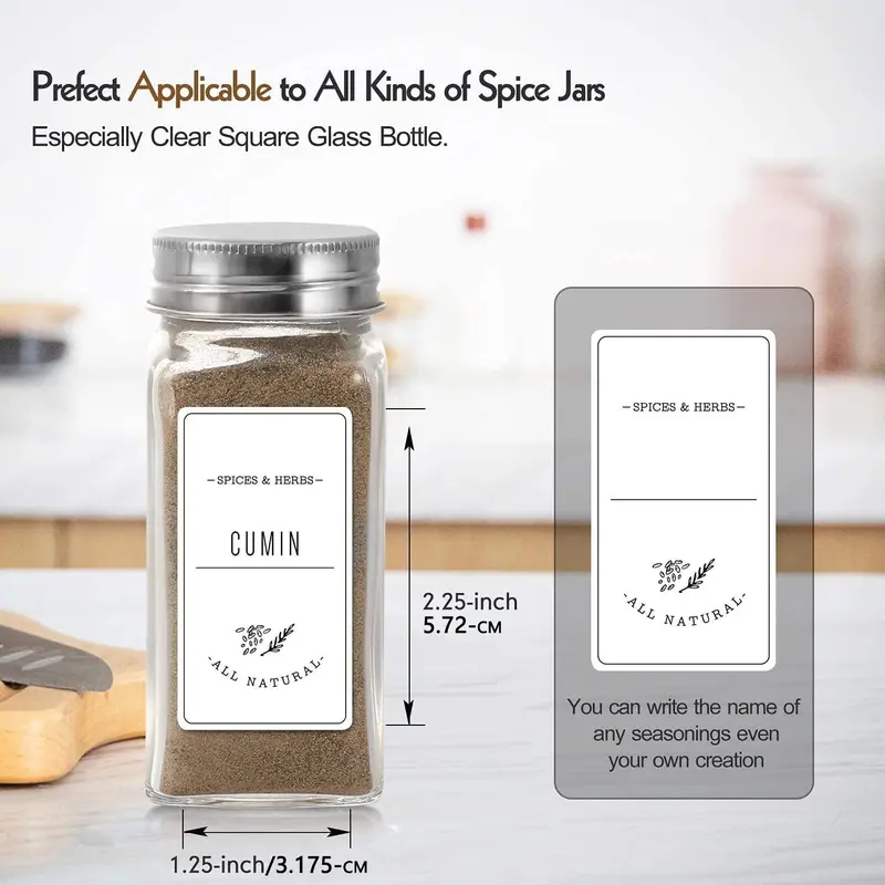 Glass Spice Jar Set, 12/24pcs Airtight Square Containers with Lids Brushes & Labels, Stylish Kitchen Storage & Father's Day Gift (120ml, Easy-pour One-hand Use) 7