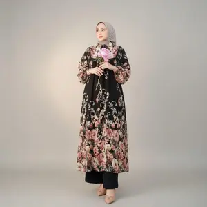 Fillan Wear - One Set Yarra Setelan Tunik Celana Bahan Ceruty Double Furing Mix Crinkle Airflow One Set Ootd Berhijab Baju Muslim  Wanita