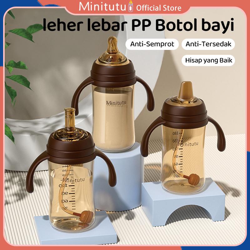 Product Introduction of Minitutu Botol Susu Bayi (Mulut Lebar) Botol PP Nano 3 in 1 dengan Dot Bola Gravitasi Anti-Kolik 240ml/300ml Bebas BPA 0