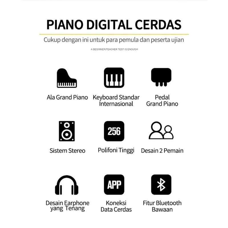 Keyboard elektronik digital, keyboard elektronik 88 tombol,  khusus pengajaran pemula, keyboard dinamik, koneksi Bluetooth 2