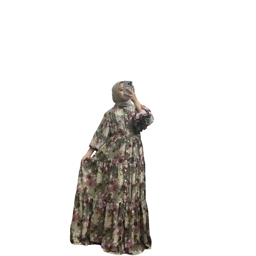 GAMIS JASMINE MOTIF ABSTRAK Muslim Wanita Mewah