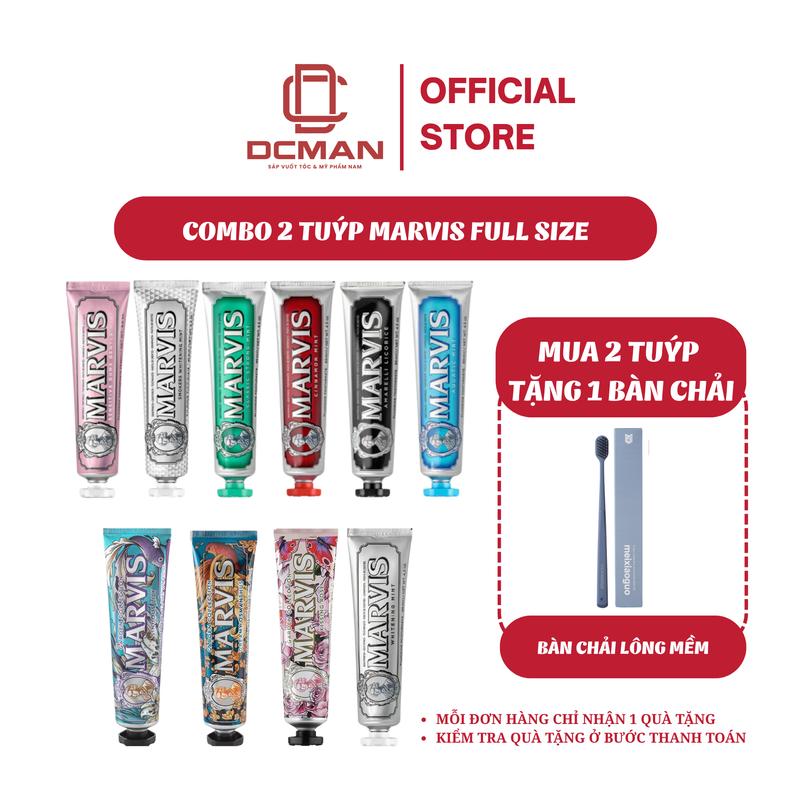 [MUA 2 NHẬN 3] Combo 2 Tuýp Kem Đánh Răng Marvis Ful Size Italia, Hỗ Trợ Làm Trắng Răng Tặng Kèm 1 Bàn Chải Lông Mềm