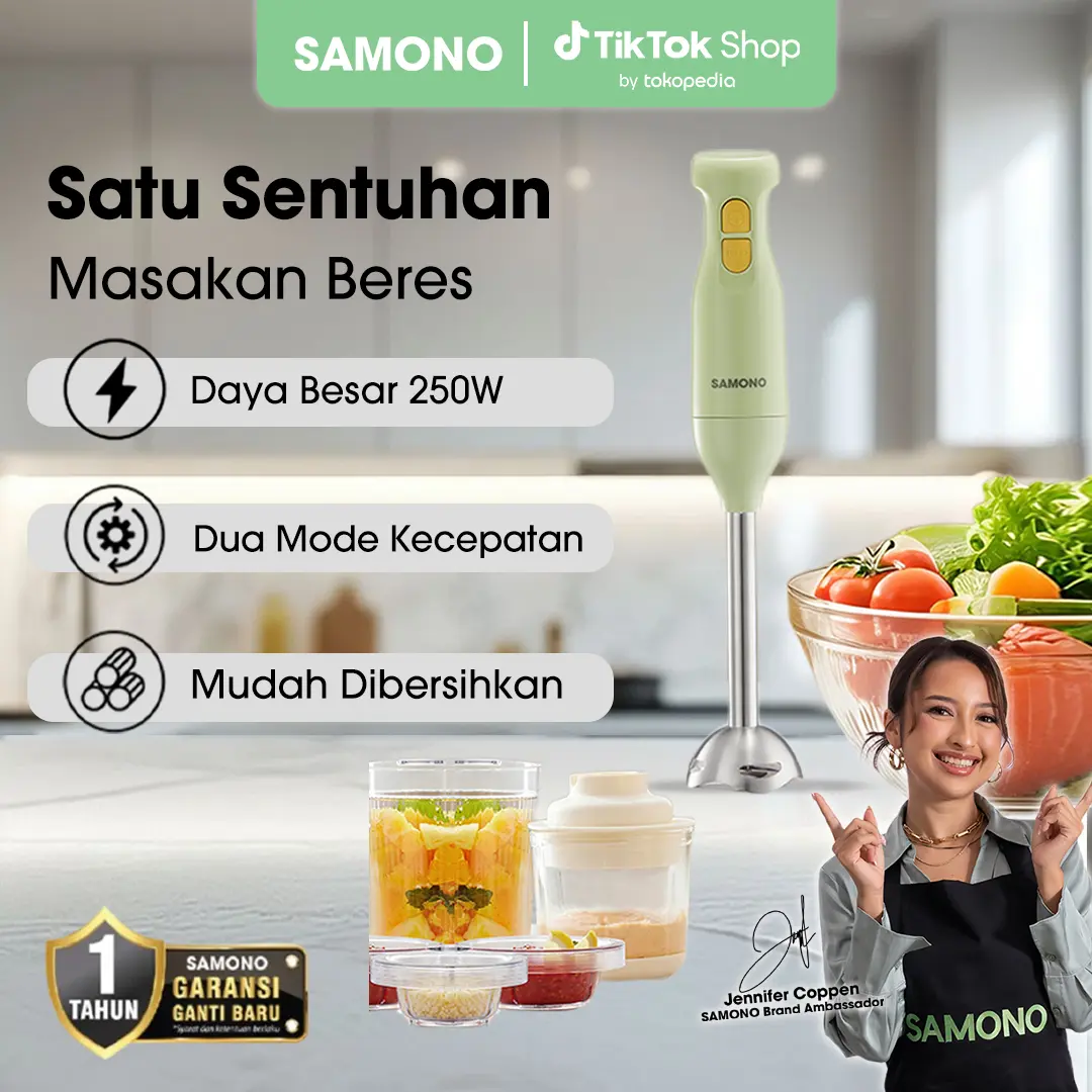 (LIVE) SAMONO Blender Tangan Elektrik | Daya Besar 250W | 2 Mode Kecepatan | Mata Pisau Stainless Steel | Cocok untuk MPASI, Saus, Jus, Smoothie | Mudah Dibersihkan dan Digunakan [SW-HB200A] Blade