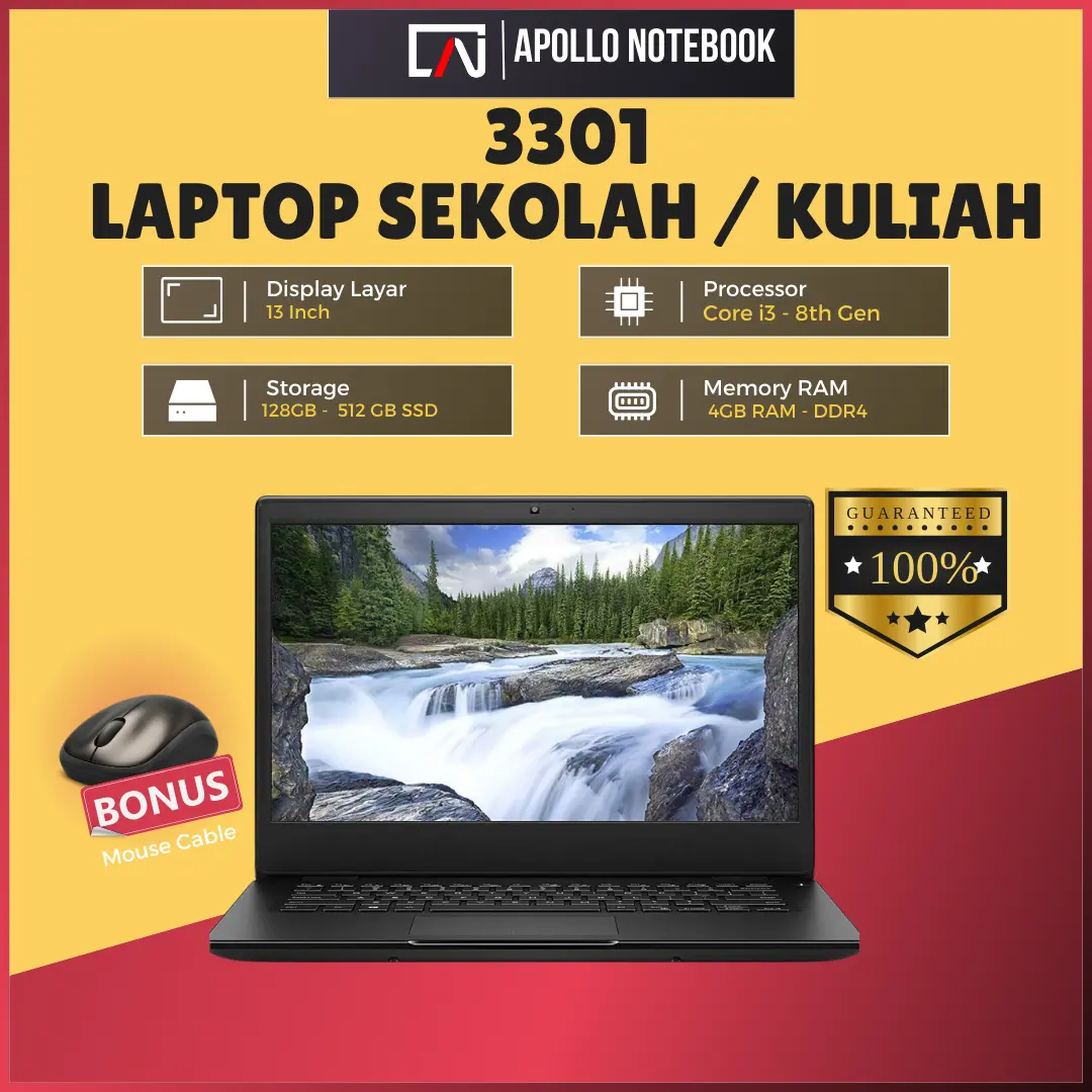 Laptop DL 3301 Core i3 - RAM 4GB - Mulus - Multifungsi dan Bergaransi