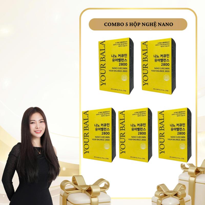  SN1417 - Combo 5 hộp Nghệ Nano Curcumin Your Balance 2800 tổng 100 gói 