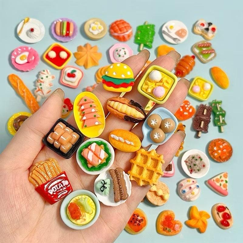  Set 10 charm thức ăn có nút gắn dép Bộ sticker decor giày dép tổ ong dép sục combo Jibbitz trang trí dép 