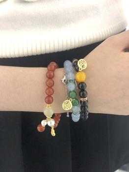 Product Review of [Deal trên live] Vòng tay đá thạch anh xanh dương kèm đá mã não và charm chữ phúc phù hợp cho nữ from K**h L** 1