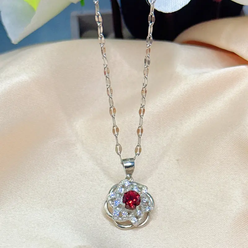 S925 Kalung Garnet Amethyst Garnet Black Opal Peridot Rose Quartz Gold Lucky Jasper 0