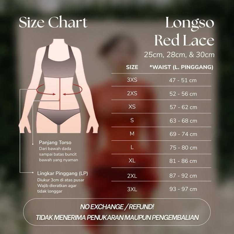 [CIKOR BONDLOUMIER] KORSET LONGSO RED & BLACK LACE LATEX PREMIUM 25 TULANG + EXTENDER