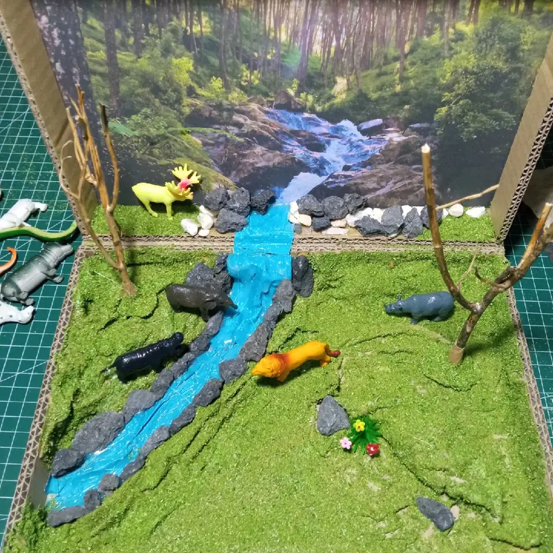 prakarya maket habitat diorama kebun binatang aquarium 30x30 8