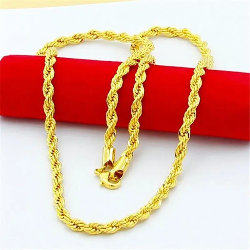 Kalung pria bengkok emas aluvial Vietnam, sangat indah-MXL8-1 4