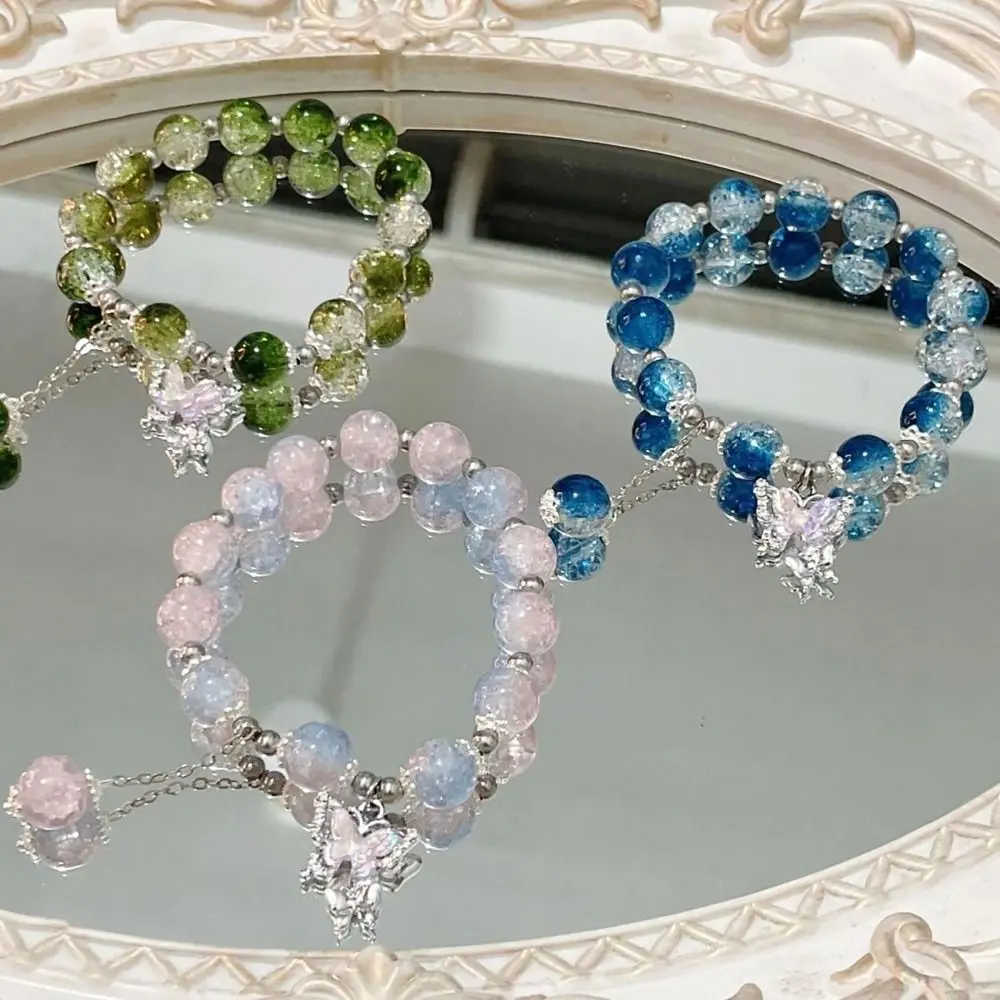 Super Fairy Butterfly Star Moon Flower Pendant Glazed Bracelet Gift Beauty Accessory Lucky Bracelet with Colorful Beads Bead Chain for Bestie Women Girls