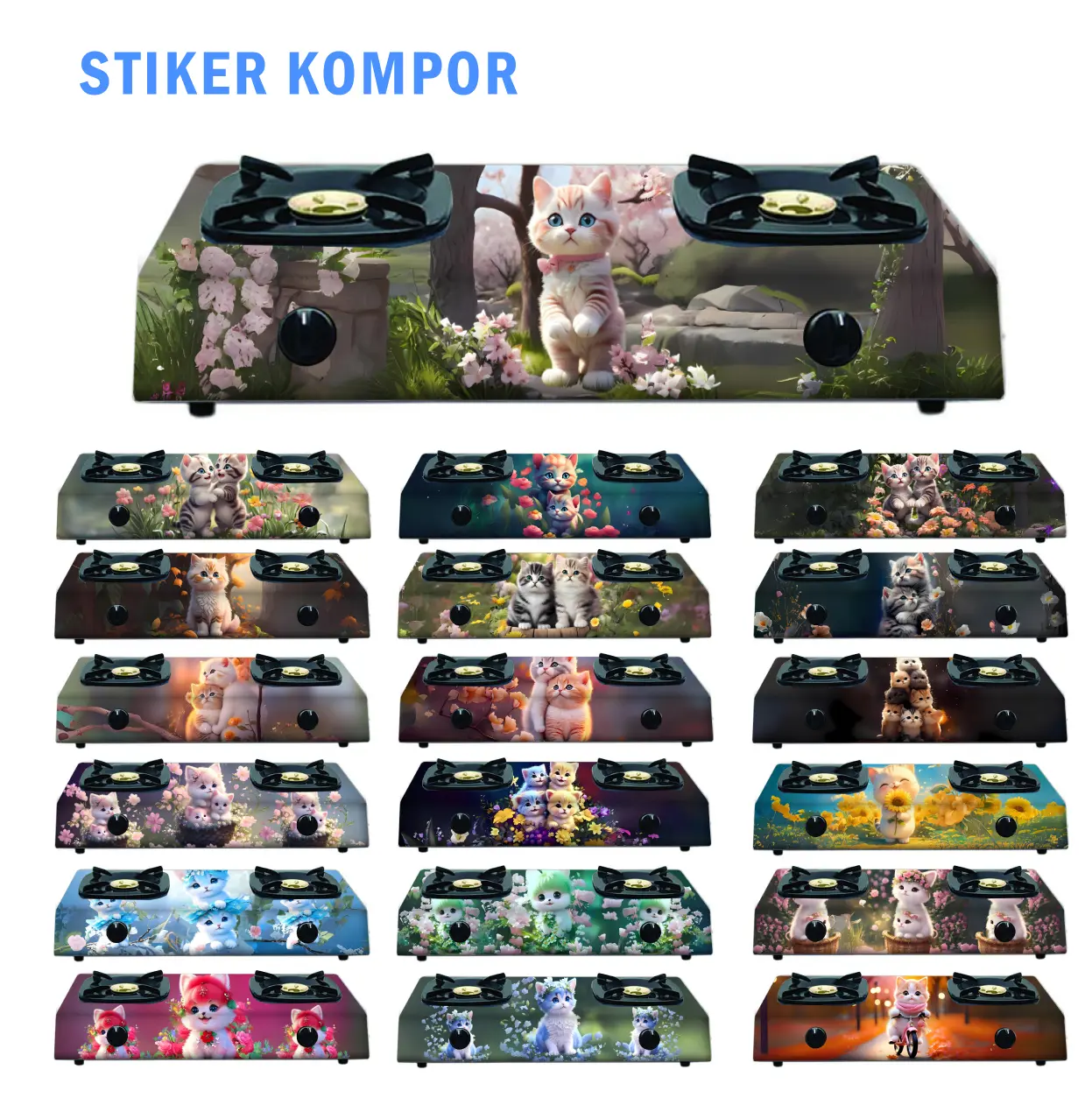 FARISHA SHOP Stiker Kompor 1 Tungku atau 2 Tungku Motif Kucing
