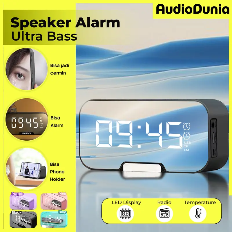 【COD】Audio Dunia Speaker Bluetooth 5.0 Jam Alarm LED Display Ultra Bass S10 0