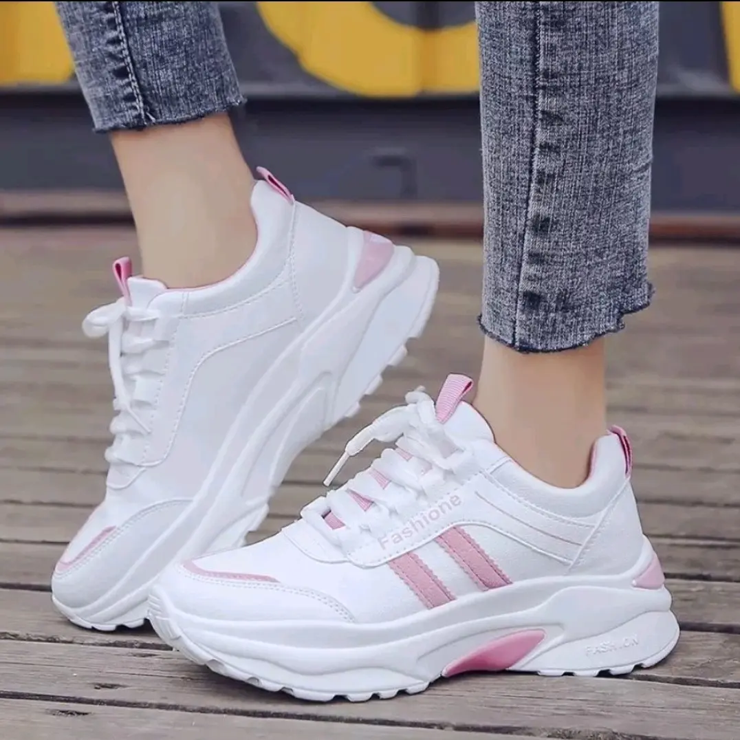 Sepatu Sneakers Wanita Model Fashion Garis Dua - Casual dan Sporty Kasual Olahraga Shoes keren