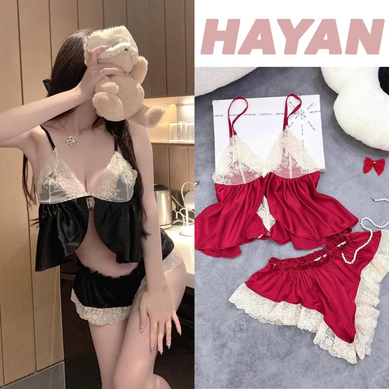  HT146 Bộ ngủ sexy 2 dây nơ v1 xẻ tà quyến rũ đồ ngủ lụa tôn dáng gợi cảm HT146 