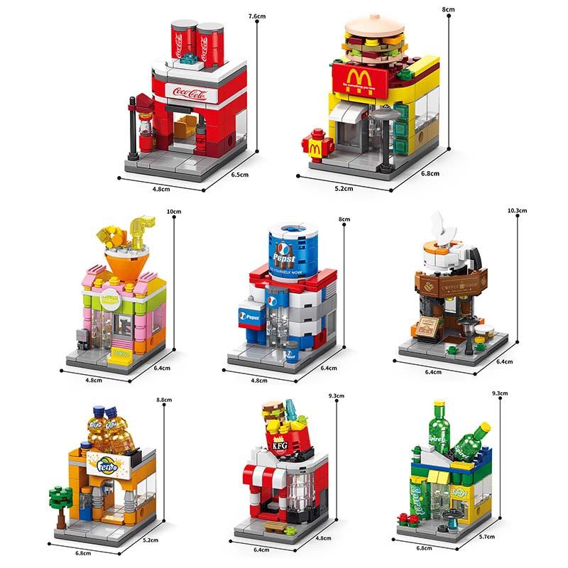 Mainan Balok  Mini Toko sudut McDonald's 3D Puzzle Susun Edukasi Mainan Mainan Anak 8