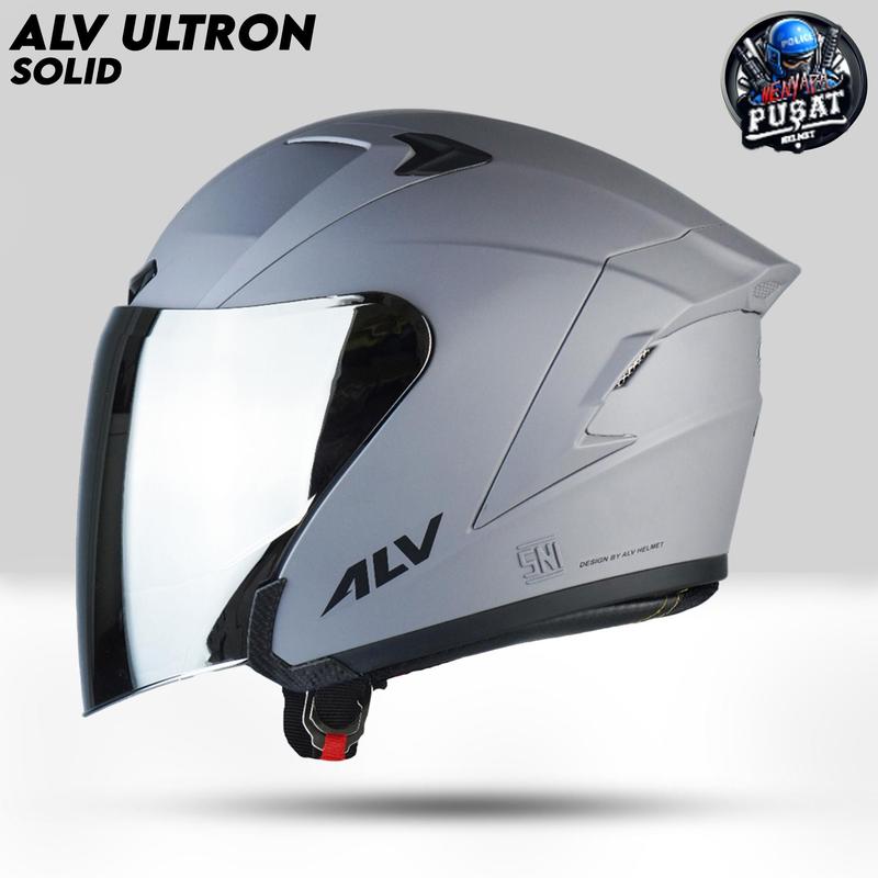 HELM ALV ULTRON KACA VISOR SILVER | HELM HALF FACE PREMIUM UNTUK PRIA DAN WANITA DEWASA SNI 0