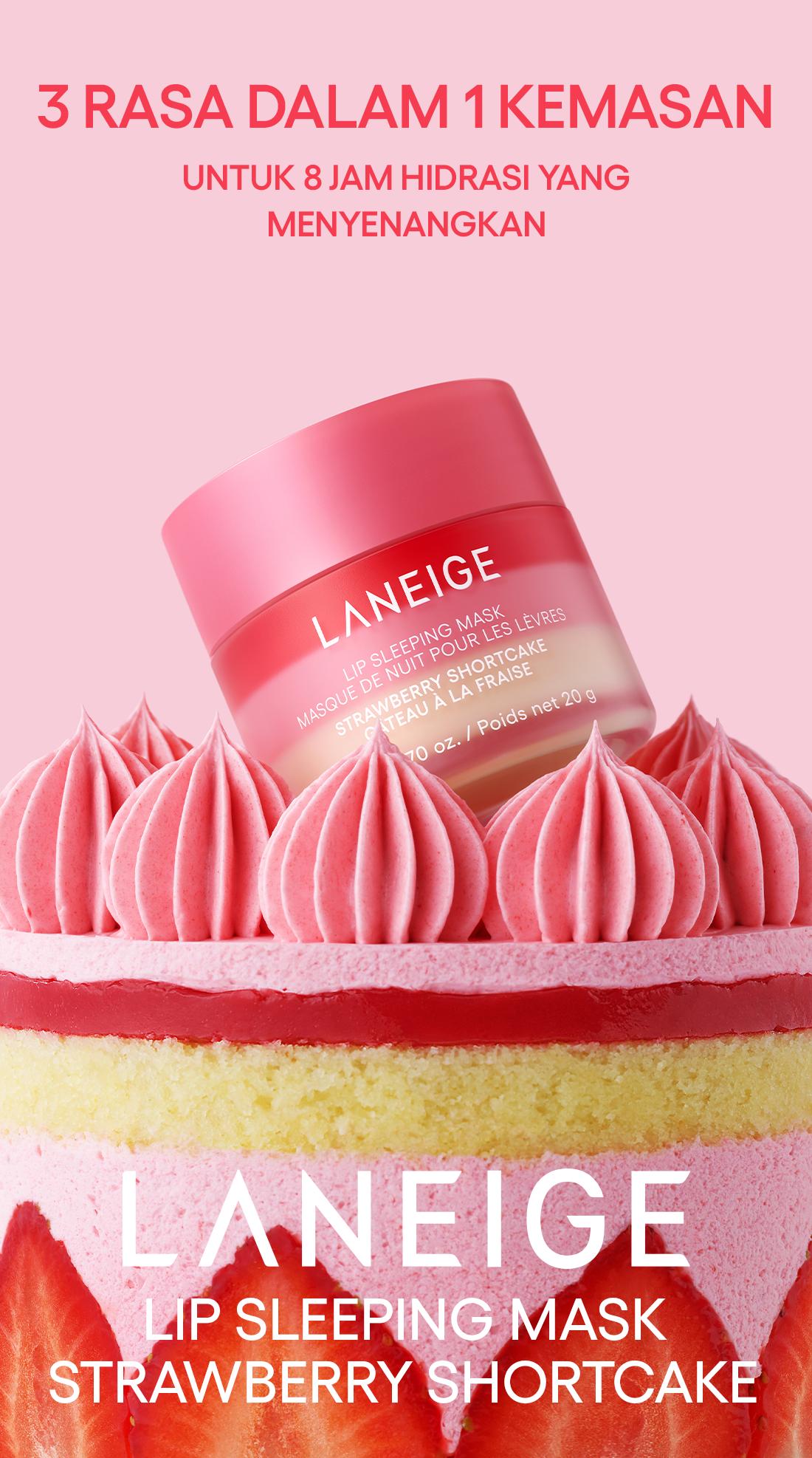 LANEIGE Lip Sleeping Mask Strawberry Shortcake 20g - Masker Bibir Malam, Melembapkan Bibir Kering & Pecah-pecah, Pelembap Bibir