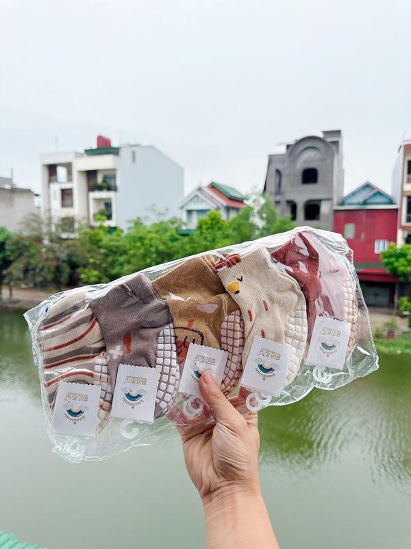    Tặng Vòng Dâu   Bộ 10 Đôi Tất Chống Trơn Trượt Hoạ Tiết Cute Cho Bé Trai Bé Gái 0-3 Tuổi Vớ Chống Trơn 