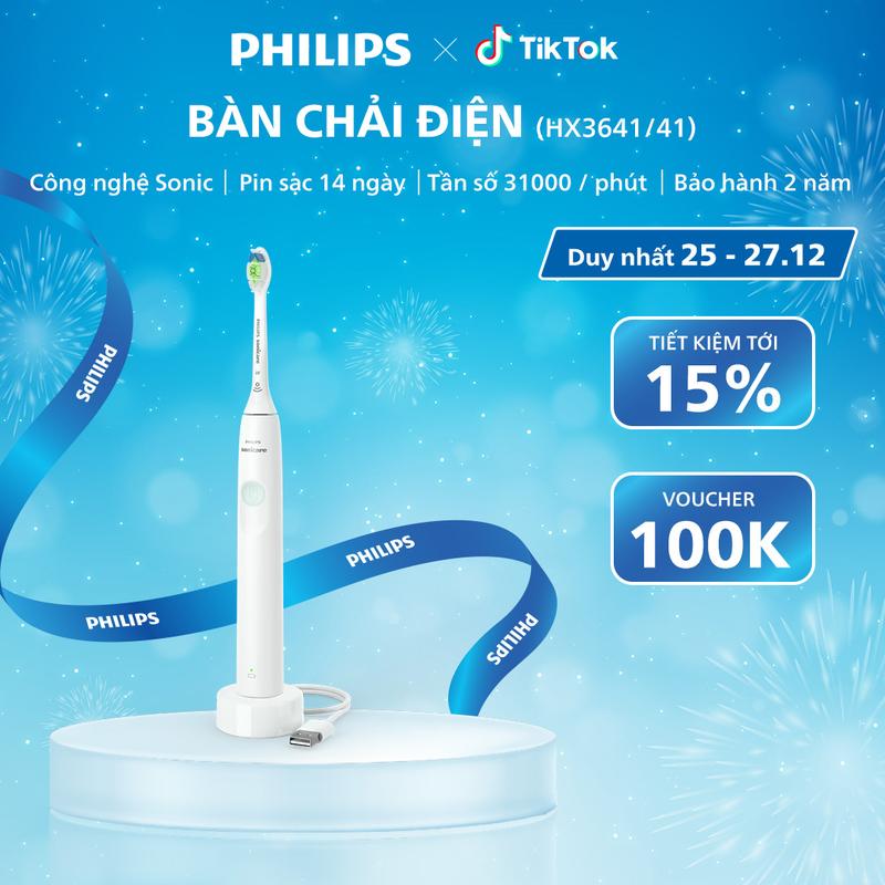 Bàn Chải Điện PHILIPS Sonicare HX3641 41 Công Nghệ Sóng Âm Chải Sạch Mảng Bám Bảo Hành Chính Hãng 24 Tháng