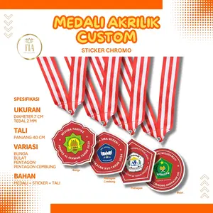 Medali Akrilik Custom Medali Wisuda Kejuaraan Olimpiade Hadiah Perlombaan Bahan Akrilik Plus Tali