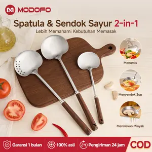 MODOFO Spatula Stainless Alat Masak Spatula Anti Lengket Tahan Panas Spatula Set Anti Panas Dan Lengket 2 Set Gagang Panjang Ukuran 28/35cm Sodet Stainless Tebal