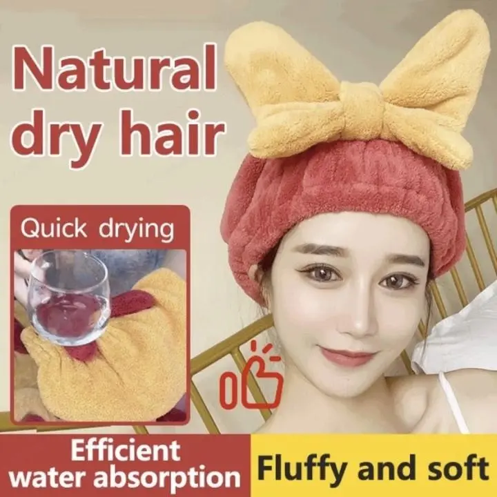 Bow Hair Dryer Hat Absorbent Quick Drying Thickening Shower Cap