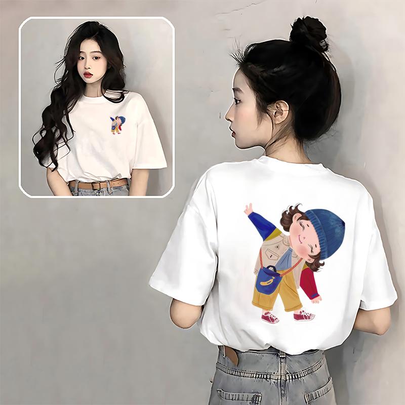 A0351 Mùa hè mới bông lỏng lẻo ngắn tay áo thun 2025 xu hướng nam và nữ có thể mặc giản dị cặp vợ chồng đầu thoải mái thoáng khí mùa hè mát mẻ Nóng bán Chất lượng cao