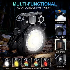 Lampu kemah tenaga surya Type-c Pengisian daya di luar ruangan COB Lampu kerja lampu magnetik multi sumber cahaya LED Lampu tanpa dimmer lampu darurat lampu peringatan lampu merah putih kuning perubahan lampu utama berwarna-warni lampu siklus