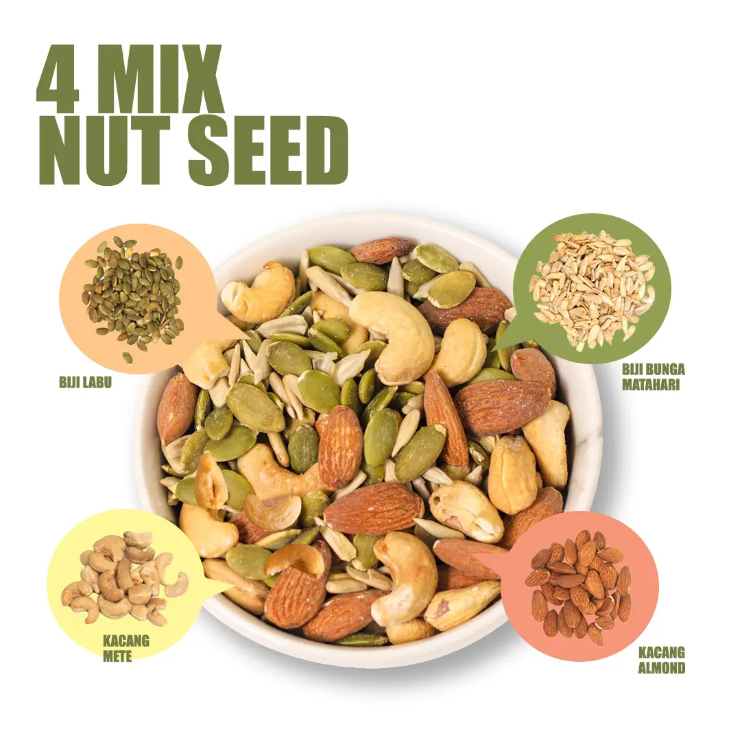MIX NUT SEED 500gr - Almond, Cashew, Pumpkin Seed, Sunflower Seed - Roasted Almond Food
