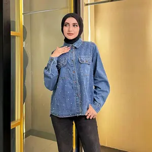 Atasan kemeja jeans terbaru by shellasaukia ori