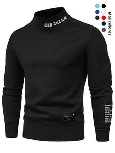 Sudadera con cuello alto y estampado de letras para hombre, Sudadera informal de manga larga de corte normal para otoño e invierno, Ropa de hombre para el día a día
