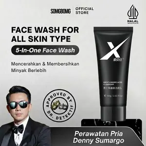 Pembersih wajah asam amino SOMBONG 5-in-1 Face Wash With Coffee & Ginseng 60g Sabun Muka Pria Membersihkan Mencerahkan Wajah Menthol