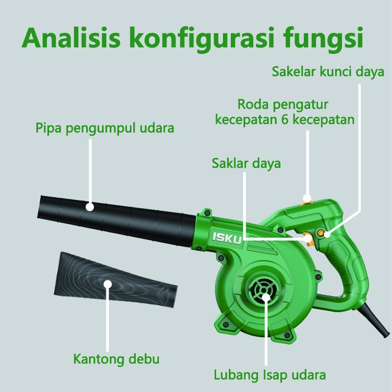 ISKU Electric Blower Industri 600W 15000 RPM 3.5m³/menit Ventilasi Pabrik Bersihkan Debu Tahan Lama Bebas Perawatan 8