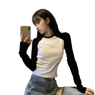 Clova BJ454 Baju Wanita Lengan Panjang Koas Crop Top Korean Style Atasan Kaos Pendek Oversize Pendek Oversize Tee Hitam Tshirt Polos Tshirt Polos Tulisan Basic 1